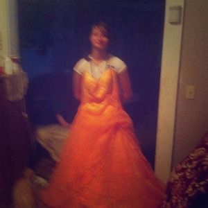 My sister wearing peach color dress..