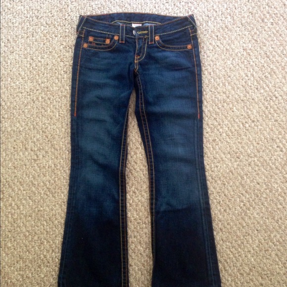 SOLD True Religion Bobby Big T rainbow stitches.