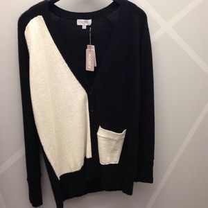 Society, never worn, black and white cardigan.