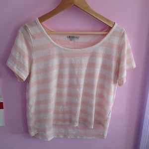 Light pink and white striped crop top