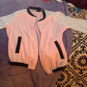 White, pink and black zip jacket