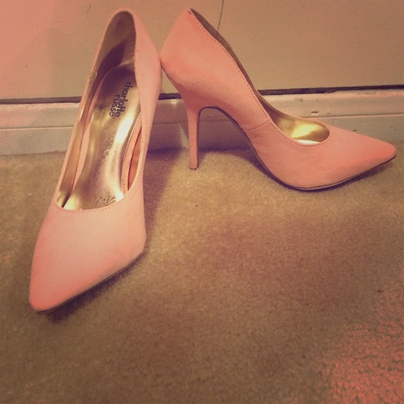 Charlotte Russe Shoes - Suede pink pointed toe heels