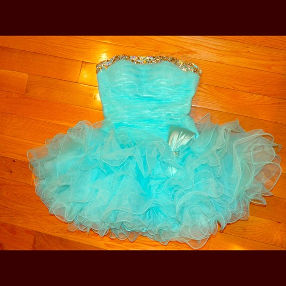 Sherri Hill Aqua Tutu Prom Dress