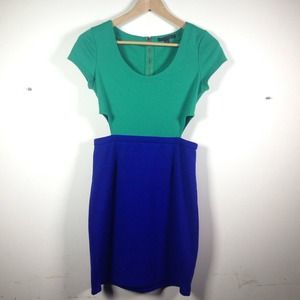 Colorblock Dress with Waist Cut-Out