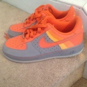 orange and gray air force ones