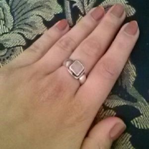 SOLD! White Squared Opal Stoned Ring 925