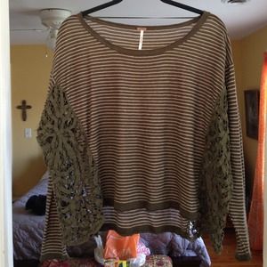 FREE PEOPLE green striped shirt