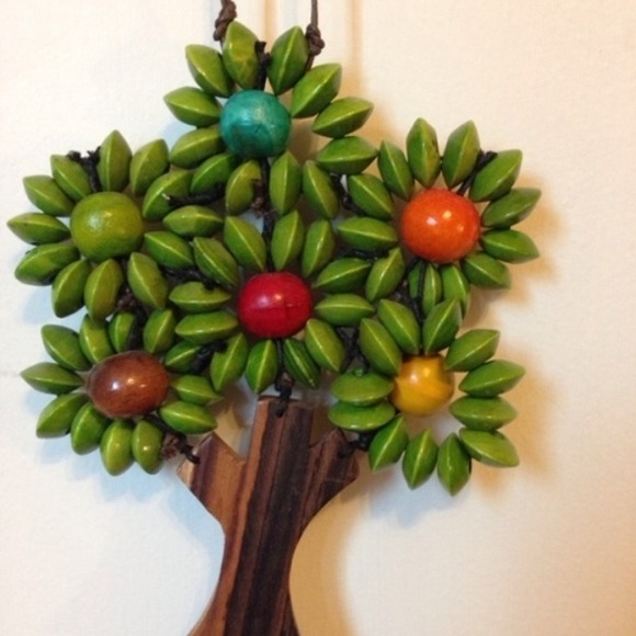 HANDMADE wooden bead tree necklace