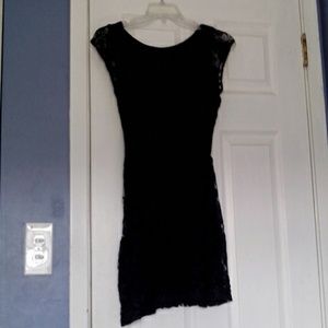 Short sleeve navy lace dress