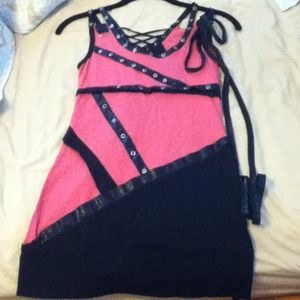 Pink & black tank top