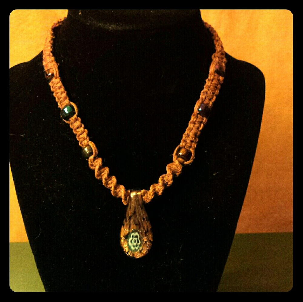 Floral Glass Piece on Flawless Hemp