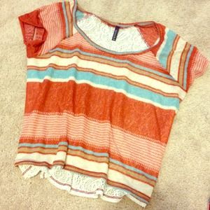 Colorful Top w/ Lace Back