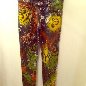 Colorful hand panted pants skinny fit