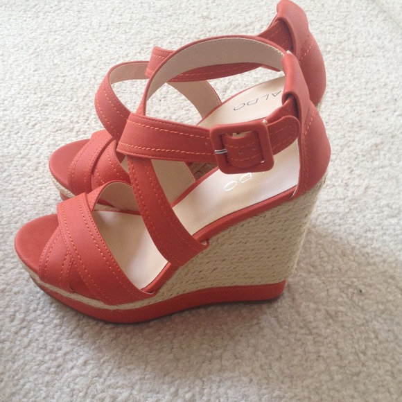Orange wedge sandals