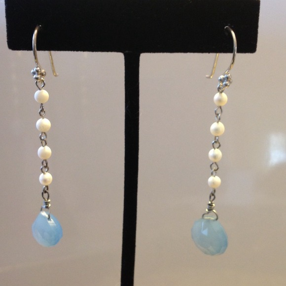 Chalcedony drop earrings.