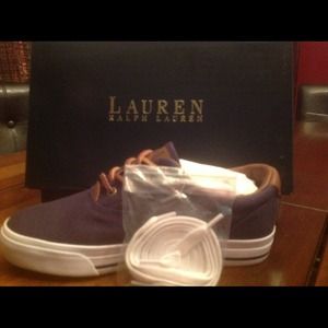 Lauren By Ralph Lauren Canvas Leather Upper Navy