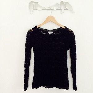 Long sleeve black lace top