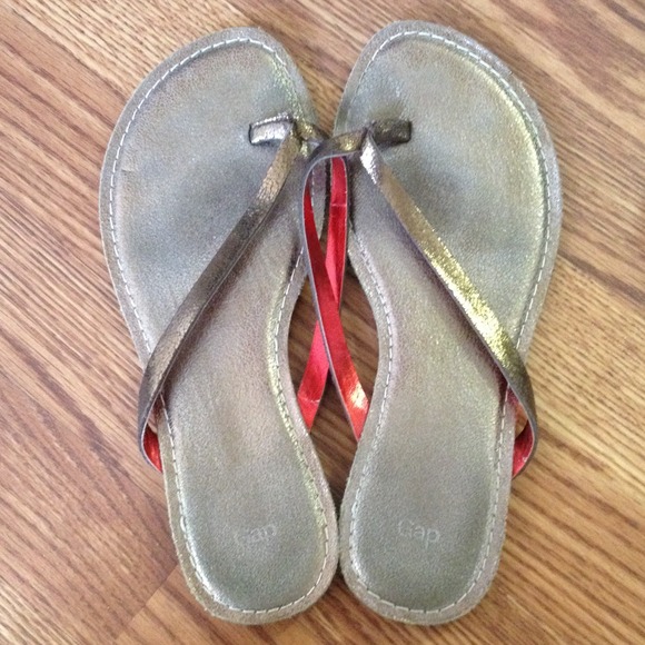 Gold Metallic Flip Flops