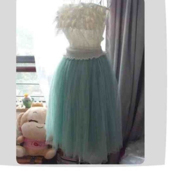 Romantic mint Tulle Skirt