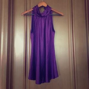 Purple Turtle Neck Silk Tank