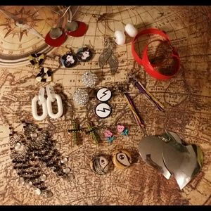 Earring lot- used plus patriotic stretch set