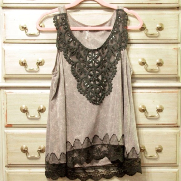 Awake Couture Lace trim Tank Top
