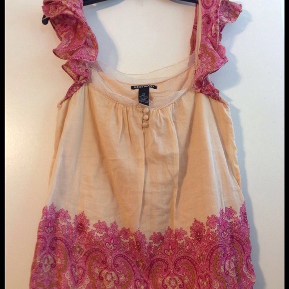 Lucky Brand Butterfly Cap sleeve Top