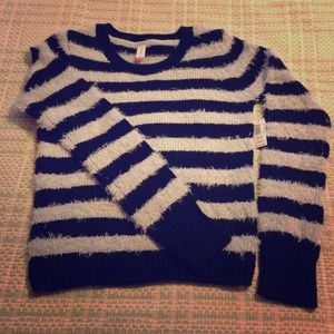 Fuzzy black and grey stripe sweater