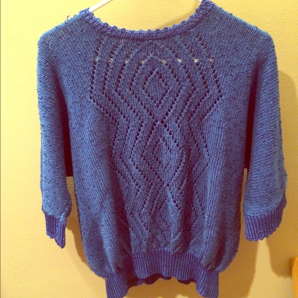 Hand knit blue sweater