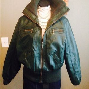 Faux leather bomber jacket 2X