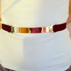 gold and black elastic belt