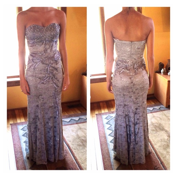 Lace grey prom dress