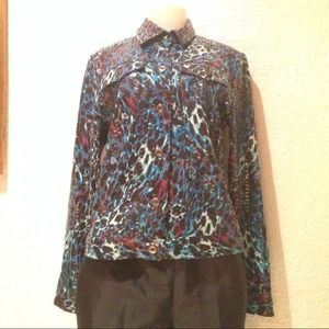 Blue white And black Blouse