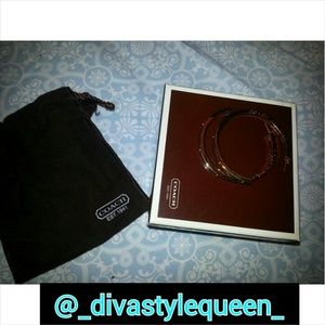 Gold/Brown Hoop Coach earrings