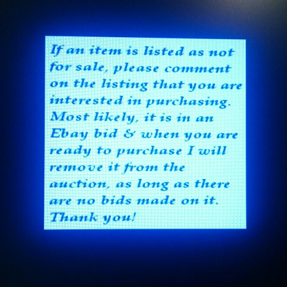 If an Item is listed as 'Not For Sale'...