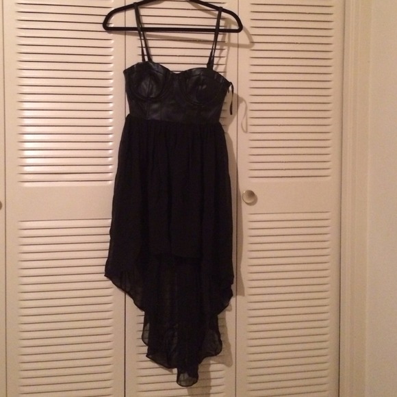 Faux leather Bustier hi low dress