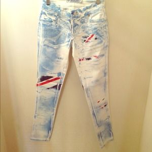 British flag print skinny pants