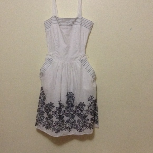 White dress with black design