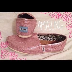pink women's glitter TOMS