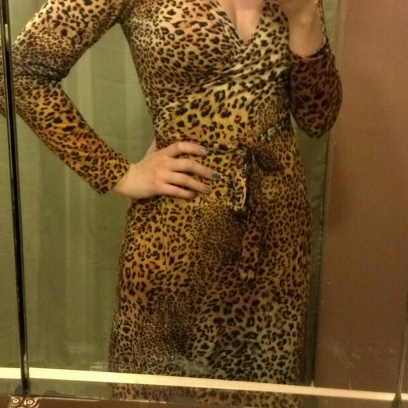 RESERVED- Leopard print pin-up wrap dress - Picture 2 of 2
