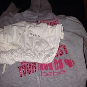 Bebe hoodie gray and white halter top combo.