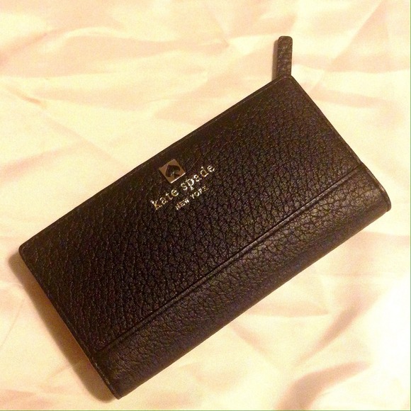 Kate Spade Black Leather Wallet Clutch Tan CC