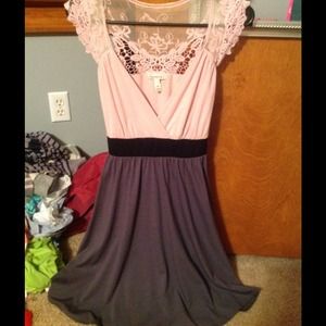 REDUCED Pale pink & grey dress with lace detailing