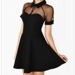 Mesh top fit and flare dress