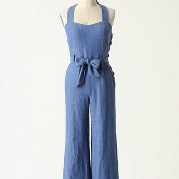 Anthropologie denim chambray jumpsuit