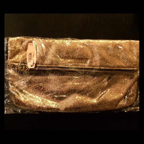 NEW!!! Gold Glitter VS Zipper Clutch