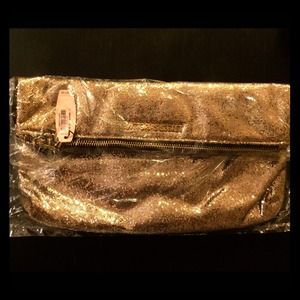 NEW!!! Gold Glitter VS Zipper Clutch