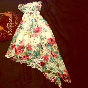 Floral lace High to low Tube Dress
