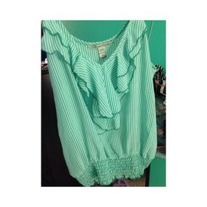 Chiffon mint striped crop top