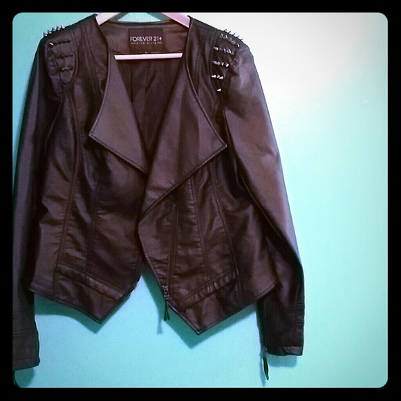 Forever 21 plus+ spiked pleather jacket
